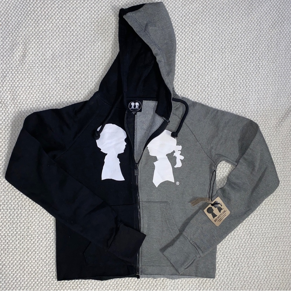 BOY MEETS GIRL Half & Half Recycled Yarn Coco Hoodie Size S